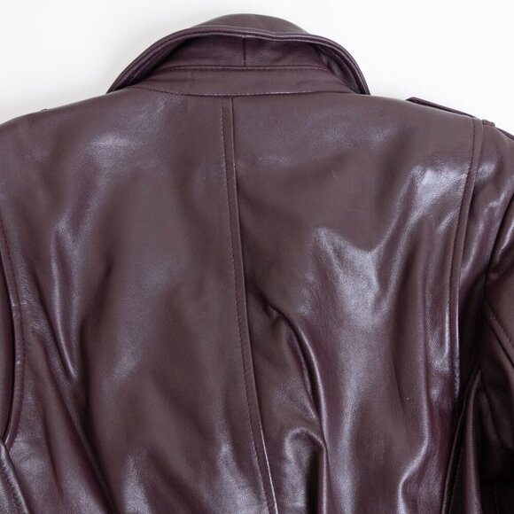 DANIER Juliette Genuine Leather Moto Jacket in Bordeaux - Picture 9 of 15
